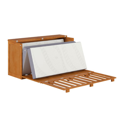AFI Westfield Queen Murphy Bed Chest with 6-Inch Folding Mattress, Light Toffee