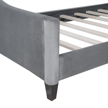 Ball & Cast Twin Size Daybed,Velvet Upholstered Day Bed Frame with Button Tufted Backrest,Modern Sofa Bed for Living Room, Bedroom,Guest Room,No Box Spring Needed,Gray