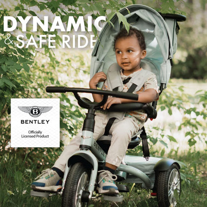 Bentley 6-in-1 Baby Stroller & Toddler Tricycle – Officially Licensed Luxury Kids Bike, Convertible Travel Strollers & Kid Trike with Air Wheels, Canopy & Safety Features (6m-5y+ | Jetstream Blue)
