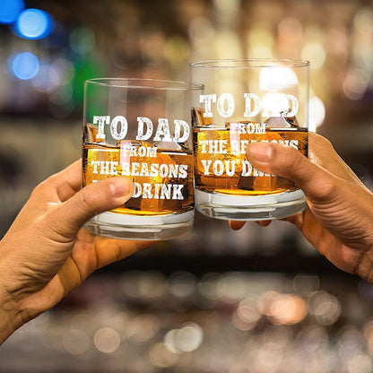 NBOOCUP Funny Whiskey Glass Gift for Dad - To Dad From The Reasons You Drink, Novelty Birthday/Christmas Present, 11 oz