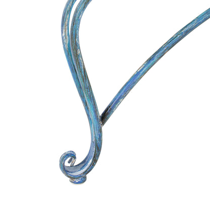 SAFAVIEH Outdoor - Ally Iron Tree Bench - Mossy Blue Iron Metal - Curved Scrollwork Garden Design - Ideal for Patio, Deck, Porch, Garden, 17.5" Seat Height (PAT5019C)