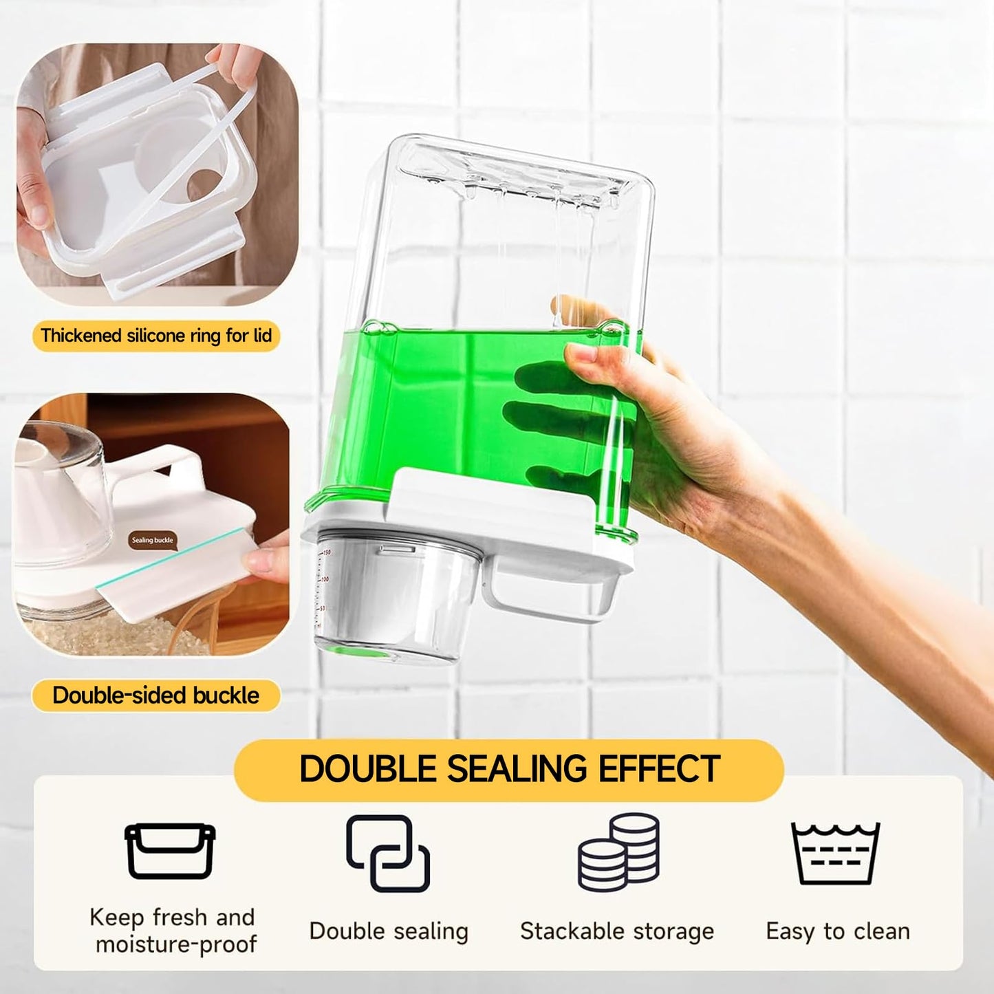 Cereal Storage Containers Sets,BPA Free with Pouring Spout Handle Airtight Food Storage Dispenser with lids For Rice Flour Pasta Grain, Pet Food Storage Container (37.2 oz + 77.7 oz (2 of Each))