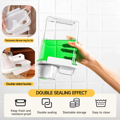 Cereal Storage Containers Sets,BPA Free with Pouring Spout Handle Airtight Food Storage Dispenser with lids For Rice Flour Pasta Grain, Pet Food Storage Container (37.2 oz + 77.7 oz (2 of Each))