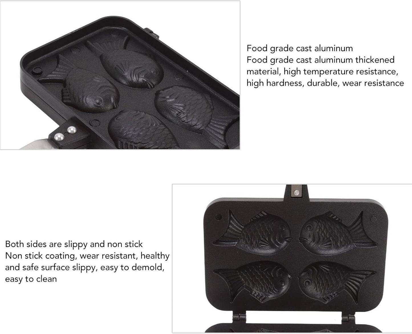 Taiyaki Pan, Fish Shape Waffle Maker, Non-Stick Double Pancake Maker for Home and Commercial Waffles Baking