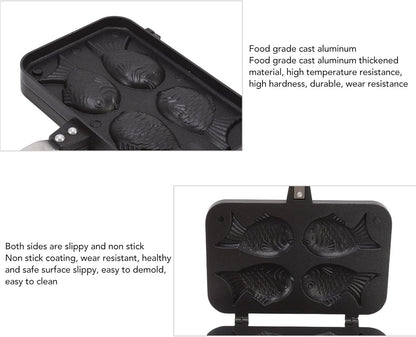 Taiyaki Pan, Fish Shape Waffle Maker, Non-Stick Double Pancake Maker for Home and Commercial Waffles Baking