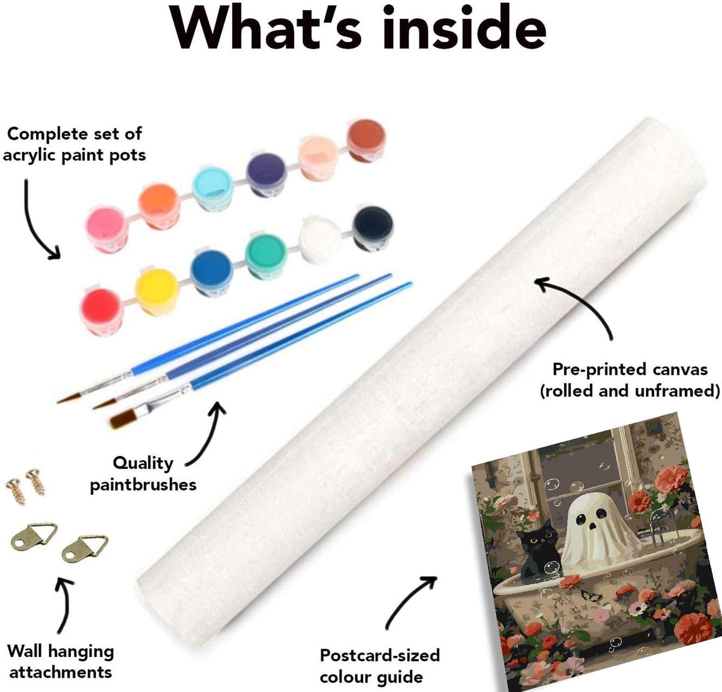 Mrnsiet 3 Pack Ghost Paint by Numbers Kit for Adults, Halloween Ghost Adult Paint by Number Kits on Canvas, Acrylic Bathroom Easy Paint by Numbers for Gift Home Decor 12x16 Inch