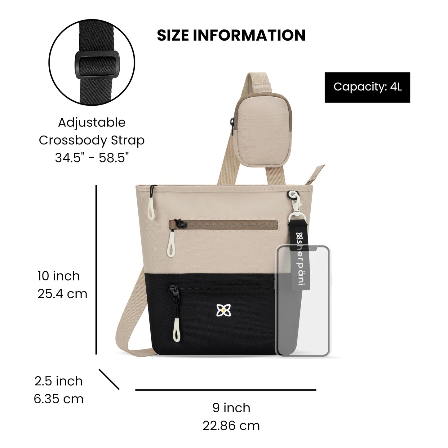 Sherpani Sadie, Nylon Crossbody Bag, Lightweight Shoulder Bag, Travel Cross Body, Crossbody Purse for Women, RFID Protection, Removable Coin Purse, Travel Gift (Chromatic Classic)