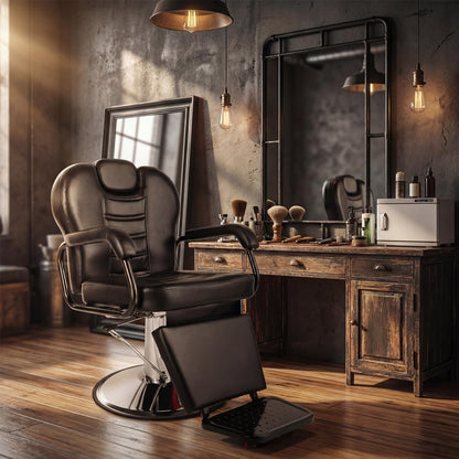 Artist hand Barber Chair, Reclining Salon Chairs for Hair Stylist, Heavy Duty Hydraulic Chair with Headrest and Footrest, 360 Degree Swivel with Lock, Spa Beauty Equipment, Black