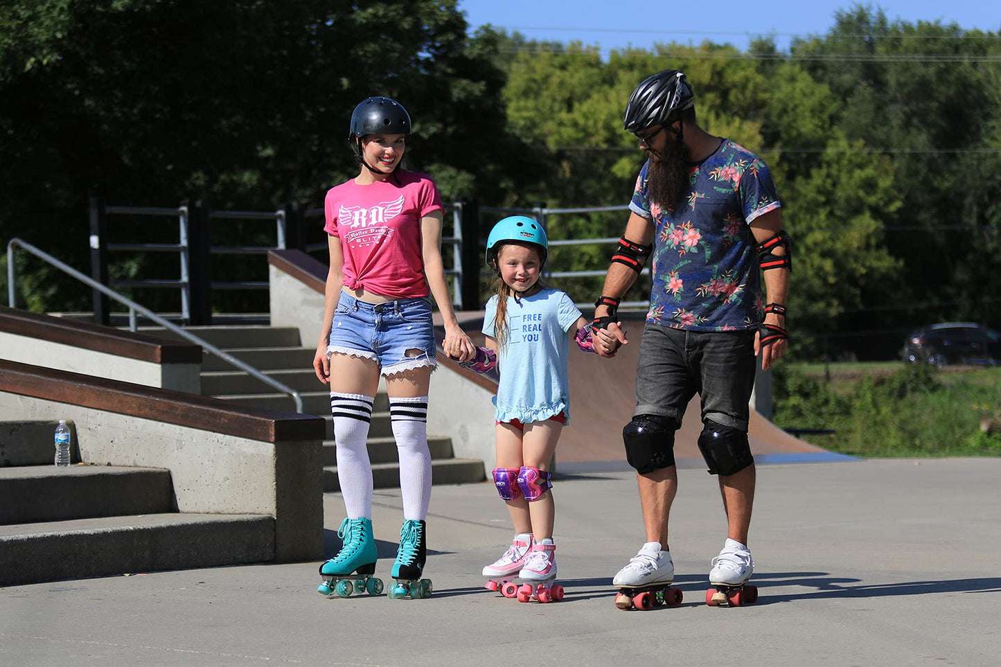 Roller Derby Firestar Youth Girl's Quad Roller Skates, White/Pink, Size 03