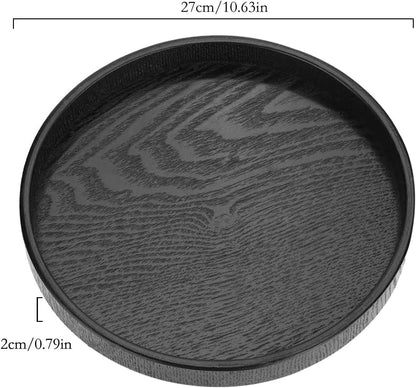 River Restaurant(10.6inch, Round Wood Serving Tray, Solid Wooden Decorative Tray Non-Slip Tea Coffee Table Tray Snack