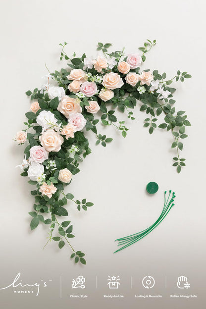 Ling's moment Wedding Arch Flowers - 6.5FT Floral Garland for Ceremony Arbor Backdrop Decoration - Artificial Rose Floral Swag for Sweetheart Table Birthday Party, Baby Shower, Blush Pink