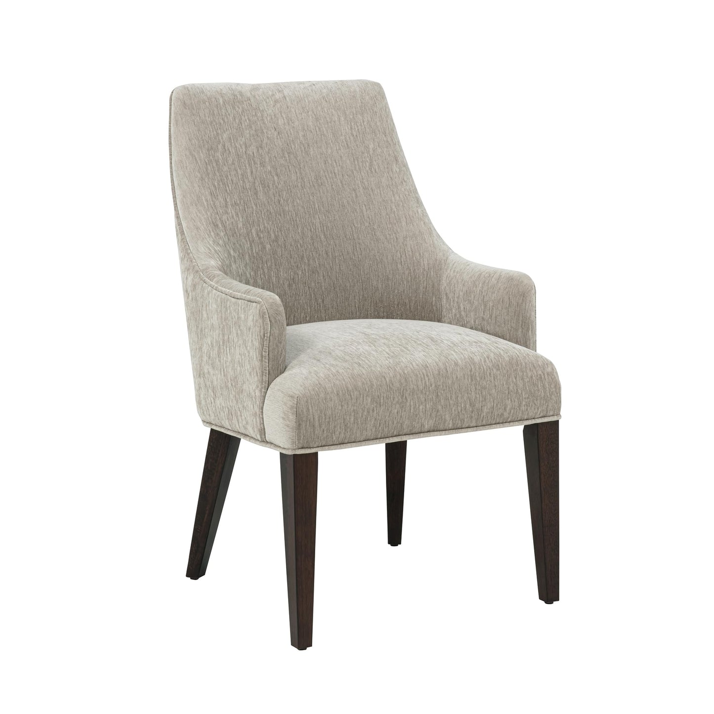 Manhattan Comfort Beever Modern Dining Chairs with Arms, Luxurious Chenille Upholstery, Foam Padded Seat, Rubberwood Legs, Sloped Ergonomic Back, Kitchen and Dining Room Furniture, Set of 2, Taupe