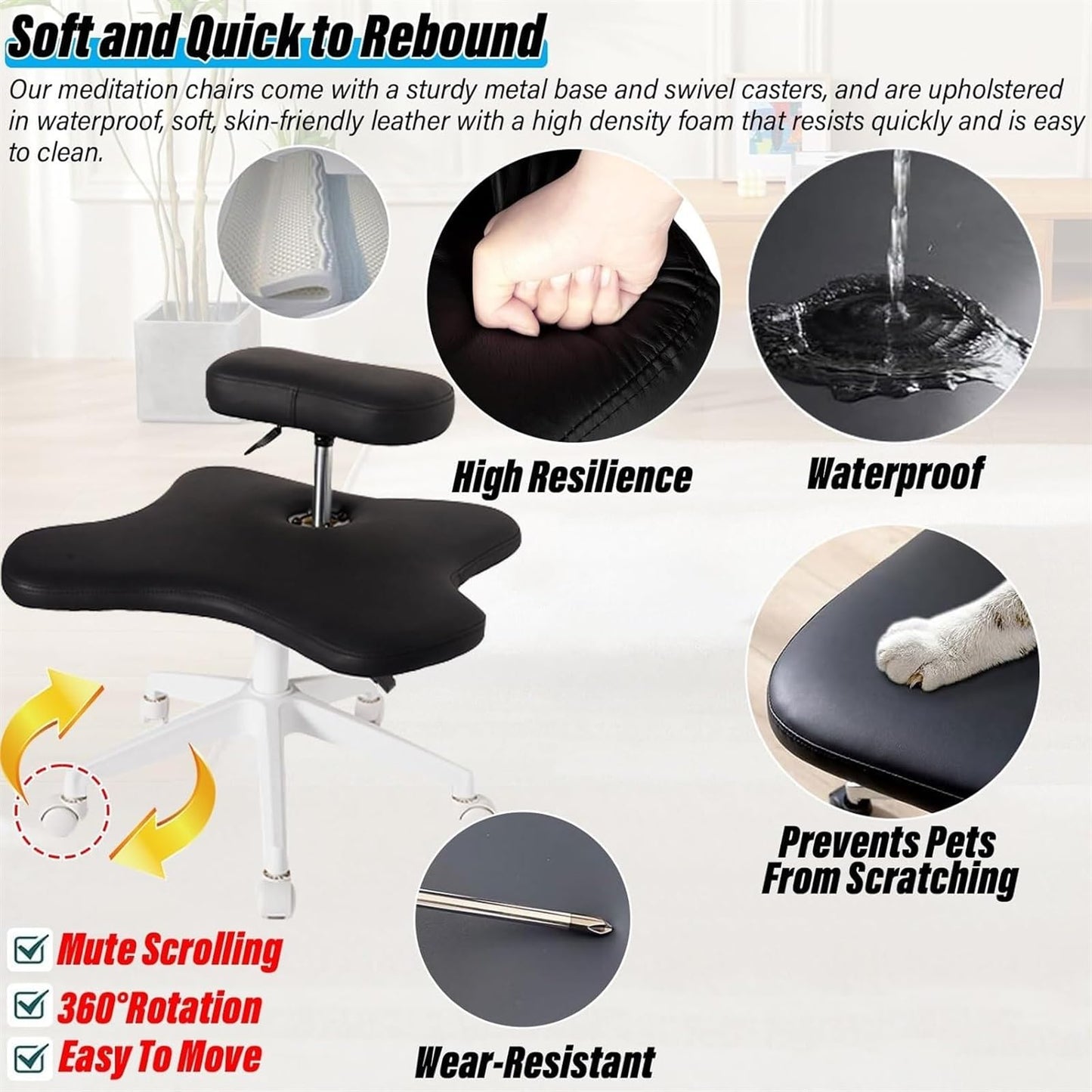 Meditation Chair,Cross Legged Chair, Ergonomic Cross Legged Chair for Home/ADHD Gameing Chairs for Adults Cross Legged, White Black Meditation Chair(Pink)