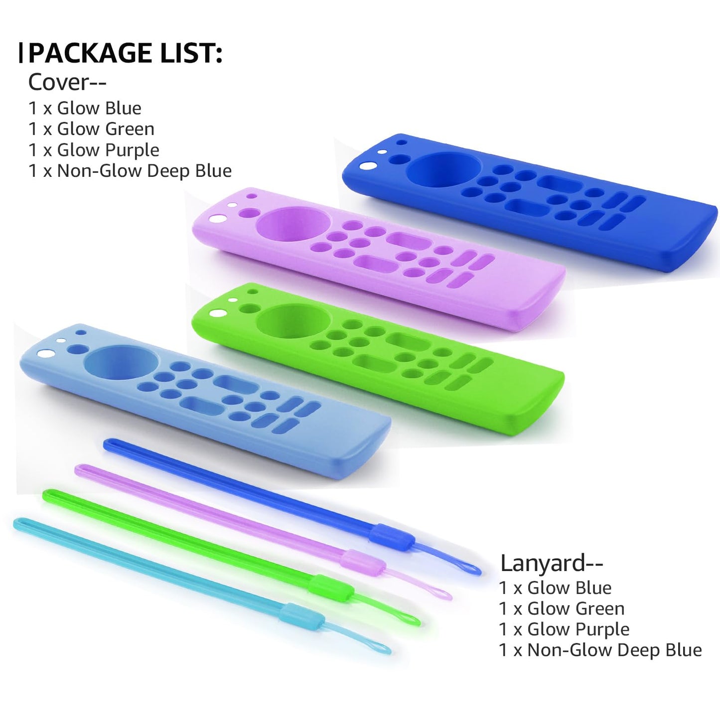 OneBom (2pcs) Silicone Remote Cover for Firetv 4K Max (2nd)/ Insignia/Pioneer/Omni (QLED) Series Alexa Voice Remote Enhanced w, Anti-Slip Protective Case with Same Color Lanyard(Glow Purple&Glow Blue)