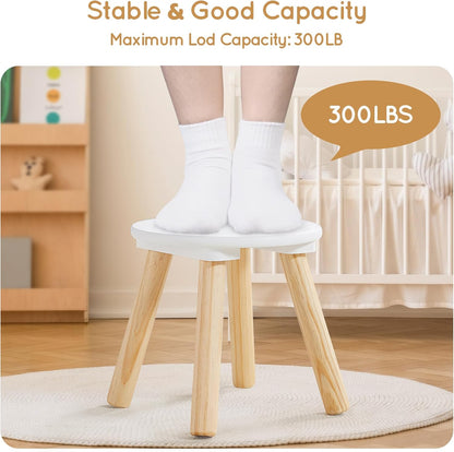 9 Inch 2 pack Beright Wooden Step Stool for Kids, Children's Stool Perfect Matched Sensory Table, Sturdy Sitting Stool