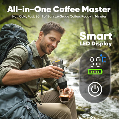 chufa 3-in-1 20-Bar 80 ml Portable Espresso Coffee Maker, Self-Heating & Rechargeable with Smart Display Works