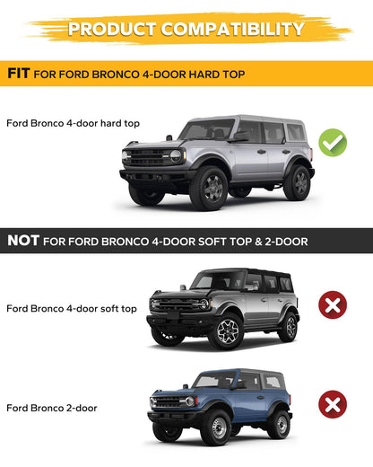 Broaddict Half Short Roof Rack Cross Bars Fit for 2021-2025 2026 Ford Bronco 4-Door Hard Top, Aluminum Side Rail Luggage Carrier, for Kayak, Bike, Snowboard Low Profile Bronco Storage Accessories