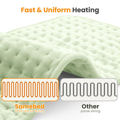 Electric Heating Pad for Back Pain Relief & Cramps - 6 Heat Settings,Auto Shut Off,Moist Heat Options,Portable Heated Pads for Neck/Shoulder Machine Washable Gift for Men Women,Grey,12"x24"