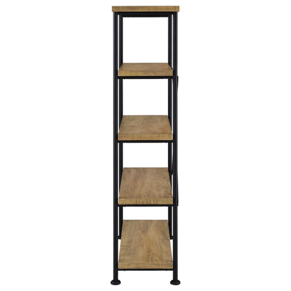 Coaster Home Furnishings - Analiese - Wood and Metal - 4-Tier Bookshelf with Open Shelves, X-Back Bracing, and Rectangular Frame - Home Office - 63-Inch - Mango - 802003