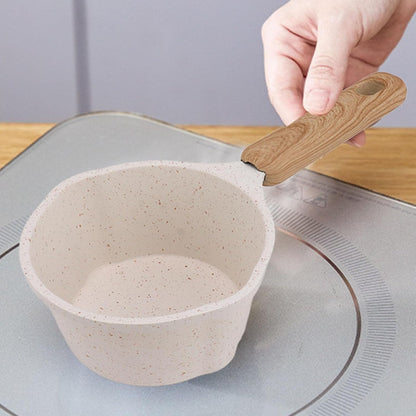 Nonstick Sauce Pan, Small White Soup Pot, Flat Bottom Milk Pot, Multifunctional Cooking Pot for Frying