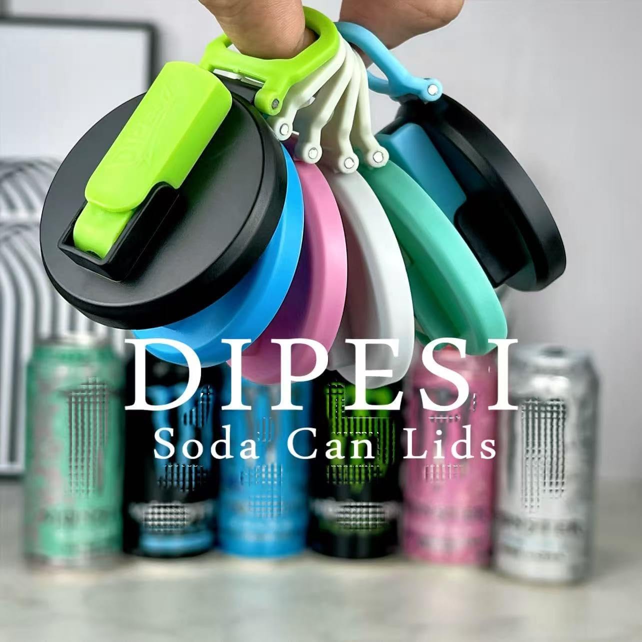 4 Pack 12oz/16oz DIPESI Soda Can Lids with Straws,Inspired by Energy Drink Can Colors Fits fit Standard Cans