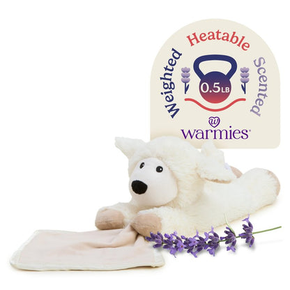 warmies Stuffed Animal Security Blankets for Babies, Sheep - Microwavable & Weighted Stuffed Animal Blanket for Baby Boys & Girls - Cute Soft Plush Toys with Child Safe Design for All Ages