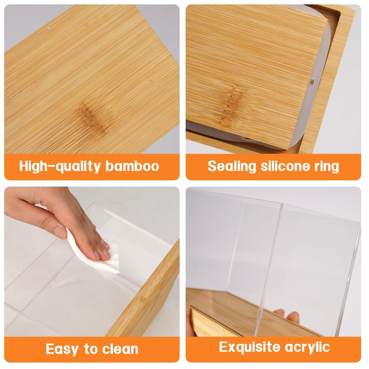 Liitrton Bamboo Food Dispenser 2 PCS -1.2L Airtight Cereal Containers with Bamboo Lids & 12 Labels, Kitchen Pantry Organizers and Storage for Cereal Flour Snack Sugar Storage Container