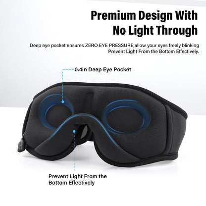 Sleep Headphones,Sleep Mask for Side Sleeper,3D Eye Mask for Sleeping with Stereo Speakers,Bluetooth Headphone,Perfect for Gifts for Women/Men Black