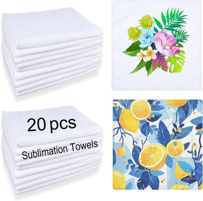 20 Blank,12 12 Inch GEKIXUTP Pcs Sublimation Towels x DIY Microfiber Sublimation Kitchen Towel,Sublimation Hand