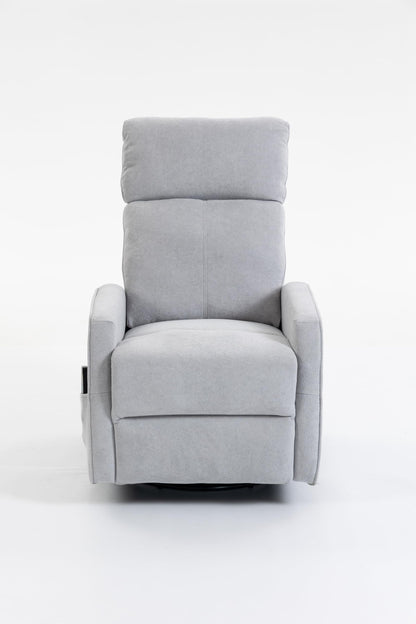 GDFStudio 360 Degree Swivel Accent Chair Manual Recliner Armchair Sofa Short Plush Upholstered Leisure Chair for Living Room Bedroom Office, Grey