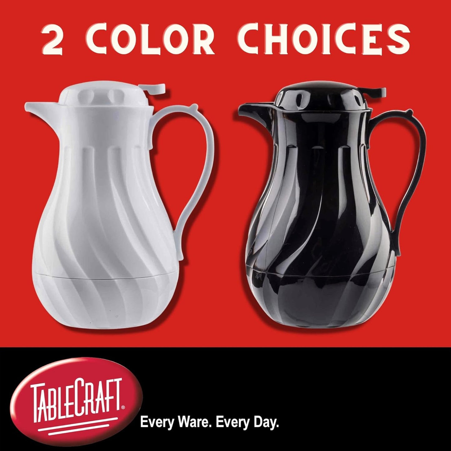Tablecraft Insulated Coffee Server, Tea and Hot Water Beverage Dispenser, 64 Ounce, Black, BPA Free