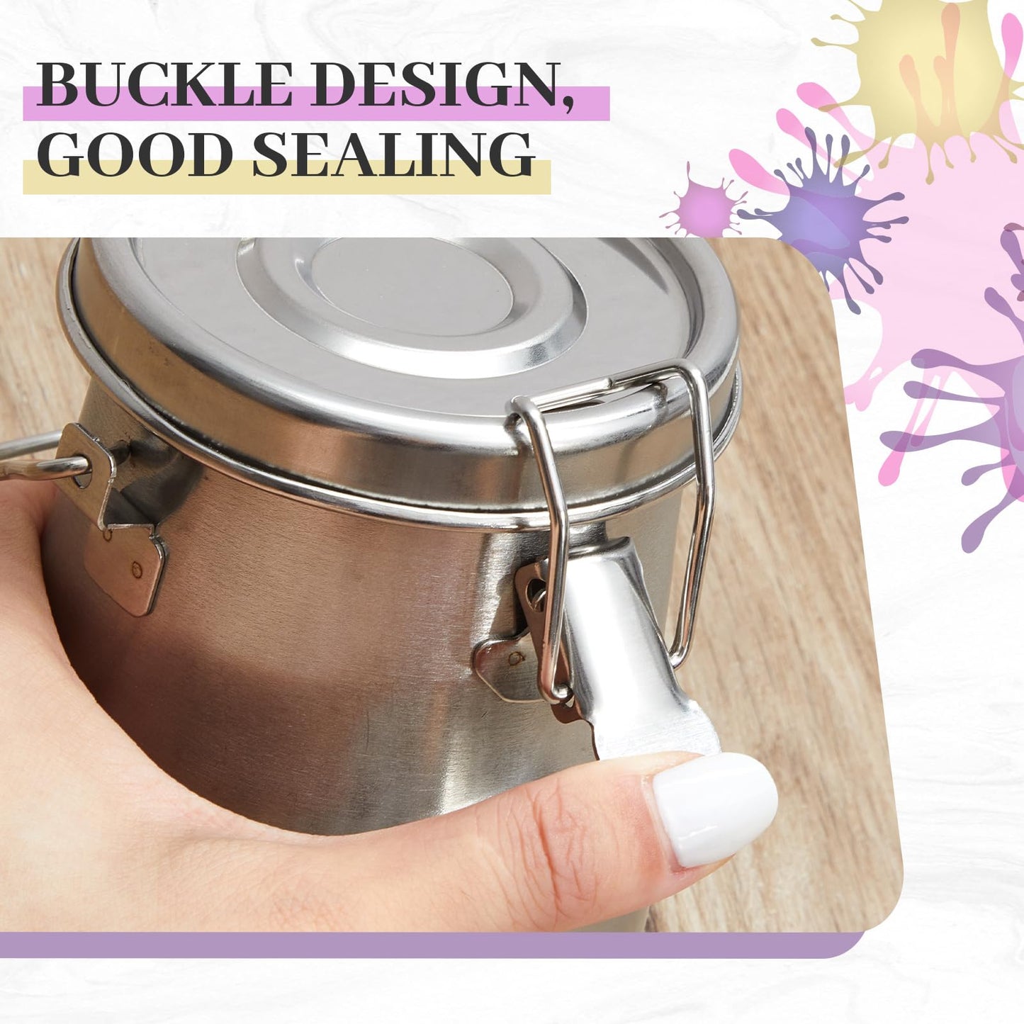 Skybooly 2 Pcs Paint Brush Cleaner Set Stainless Steel Double Dipper Palette Cup Paint Brush Portable Washer Holder for Oil Cleaner Kits(Drum Shape,Medium)