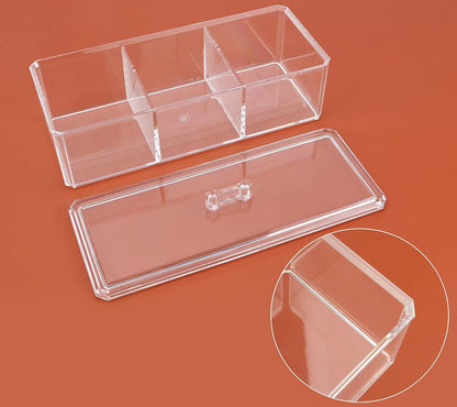 dedoot Plastic Drawer Organizer, Clear Acrylic Vanity Desk Storage with 3 Compartments for Makeup and Jewelry