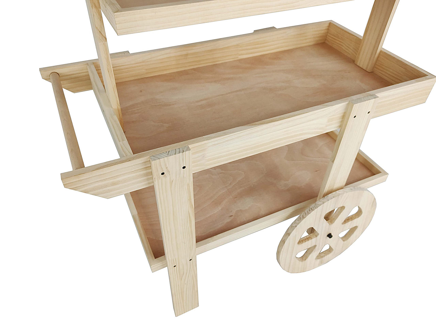 FixtureDisplays® Flower Cart Vending Cart Farmers Market County Fair Wagon Wood Stall Stand Rolling Shelf Retail Booth Kiosk 42.0" Long x 68" Tall x 25.0" Wide 19402