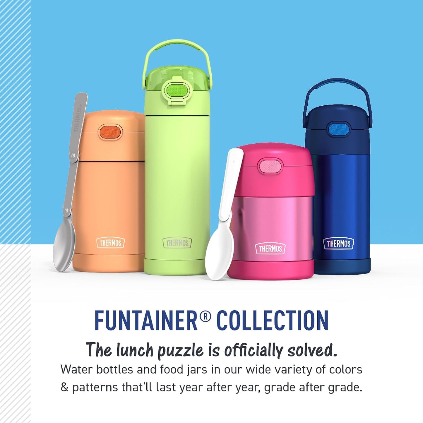 THERMOS FUNTAINER 12 Ounce Kids Straw Bottle - Stainless Steel Vacuum Insulated | Rainbow High Design