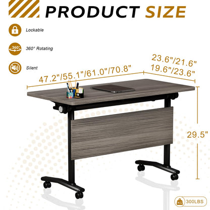 4 Pack Conference Room Tables,Mobile Folding Conference Table with Wheels,Modern Training Locking Rolling Meeting Conference Tables with Flip-Top for Office Classroom Business,6-12 Person,71IN