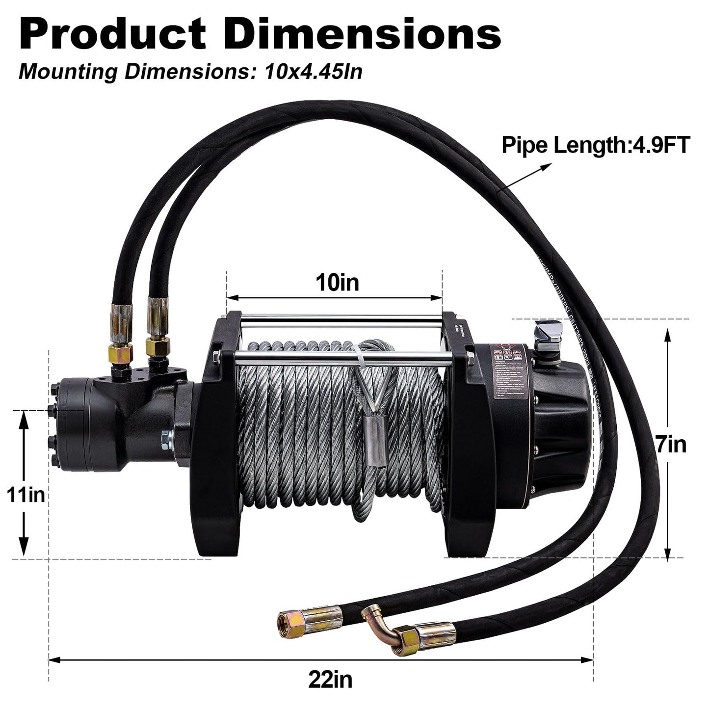 CXRCY Hydraulic Winch 1/2"x78FT Steel Cable - BMR100 Motor, 36:1 Gear Ratio - Great for Wreckers, Trailers & Vehicle Recovery（20000LBS）