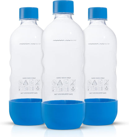 1 3-Pack Replacement Carbonating Sparkling Water Bottles for SodaStream - Liter, BPA-Free & Leak-Proof (Compatible