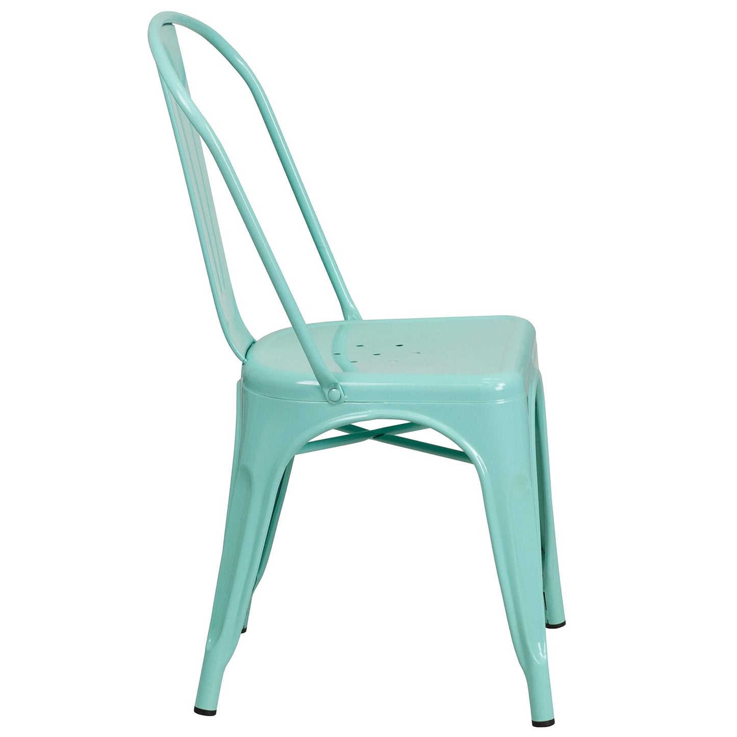 Flash Furniture Blake Commercial Grade 4 Pack Mint Green Metal Indoor-Outdoor Stackable Chair