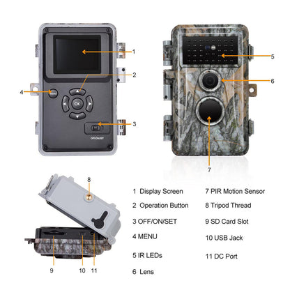 2-Pack Game & Trail Camera, 64MP 1296P H.264 MP4 Video Cam with 940nm No Glow Night Vision Motion Activated IP66 Waterproof for Outdoor Wildlife Monitoring, Yard Security, Animal Observation