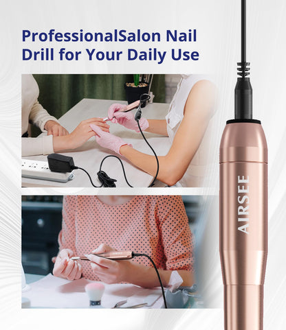 AIRSEE Home Lite USB Mobile Nail Drill Machine for Beginners Portable Nail File Manicure Pedicure Dremel Kit with 6 Bits 26 Sanding Bands for Home Acrylic Gel Nails Polishing DIY,Purple