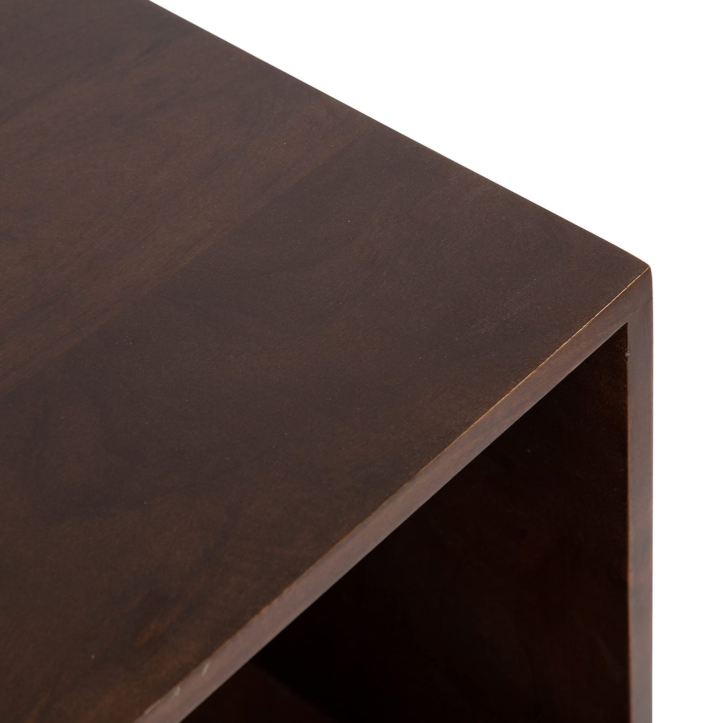 Kate and Laurel Locklear Midcentury Console Table, 38 x 14 x 25, Walnut Brown, Modern Wooden Console With Three Storage Shelves