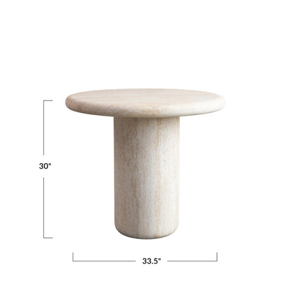 Creative Co-Op Indoor/Outdoor Concrete Table, Natural Travertine Color