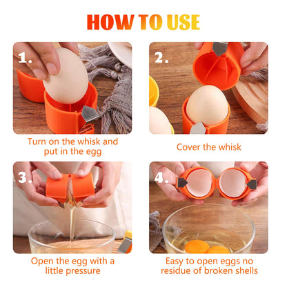 2026 Upgrade Egg Shell Opener Egg Cracker Tool, Eggs Separator Tools for Raw and Hard Boiled Eggs Peeler Shell Remover, Egg Cracking Peeling Tool Cutter Home Kitchen, 2 Pcs, Orange