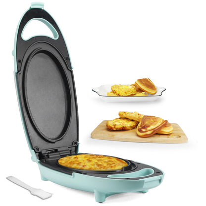 Baker’s Friend Omelette Maker Electric, Omelette Pan Nonstick, Frittata Pan & Egg Pan, Double Sided Pan for Breakfast, Individual Flip Omelette Makers Electric, Aqua