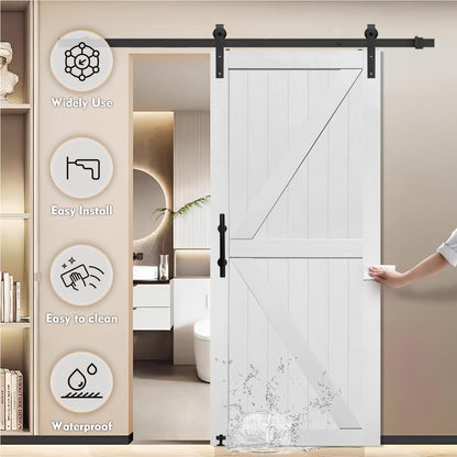 S&Z TOPHAND® 54in x 96in MDF Barn Door with 10FT Sliding Door Hardware Kit,Solid Barn Door Slab Covered with Water-Proof PVC Surface