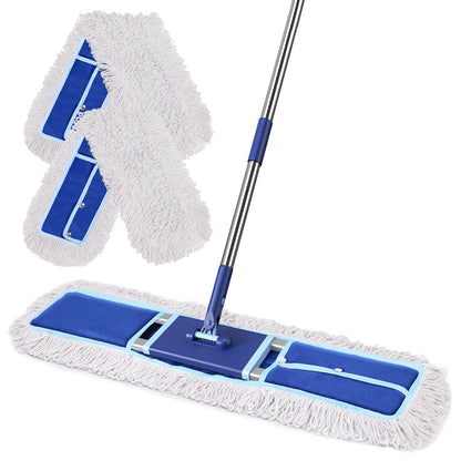 EHADOO 36" Commercial Dust Mop: Dry Dust Broom for Hardwood Floors Cleaning - 2 Mop Pads 59" Long Handle Heavy Duty Frame - Industrial Professional Cleaning Supplies for Hotel Warehouse School Janitor