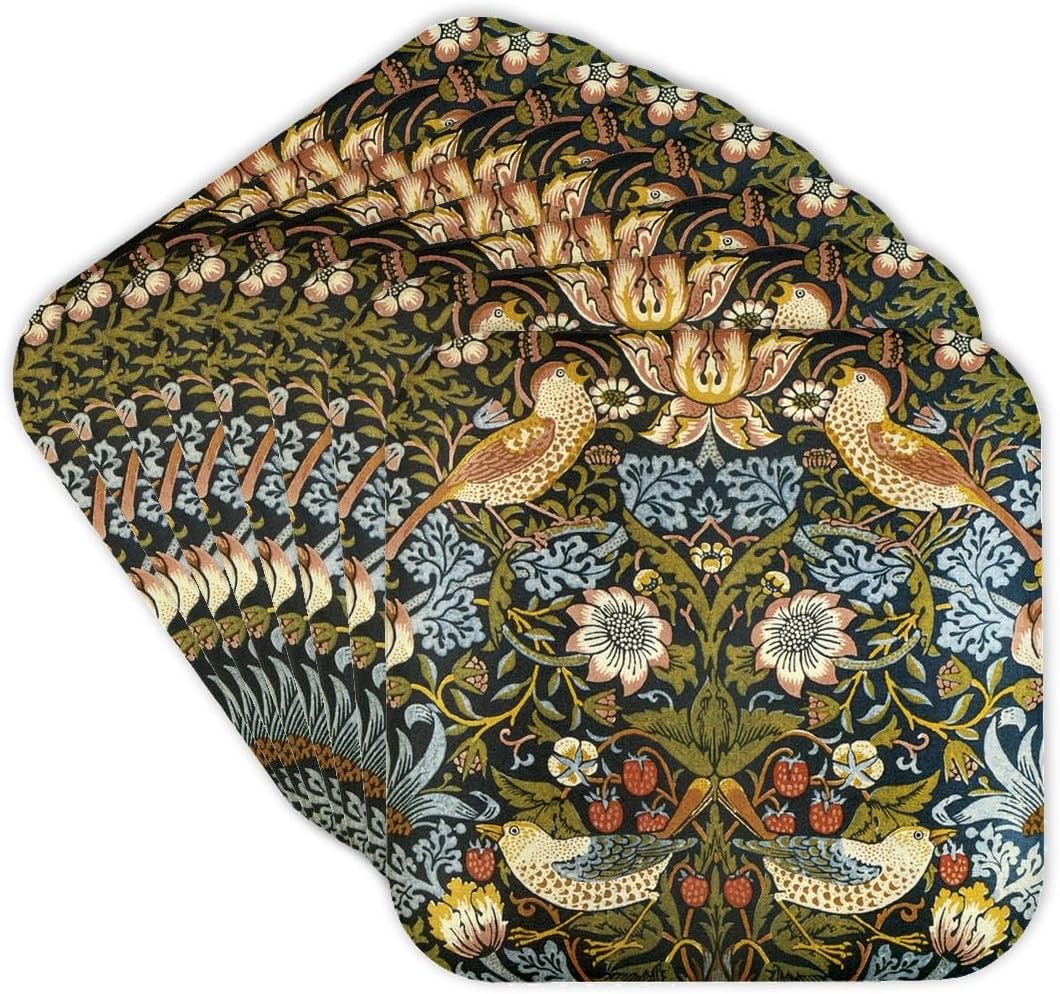 3dRose Soft Coasters William Morris Strawberry Thief Pattern (Set of 8) CST_219390_2