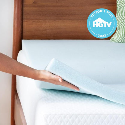 LINENSPA Twin Size Memory Foam Mattress Topper - 2 Inch Gel Infused Cooling Plush Feel - CertiPUR Certified