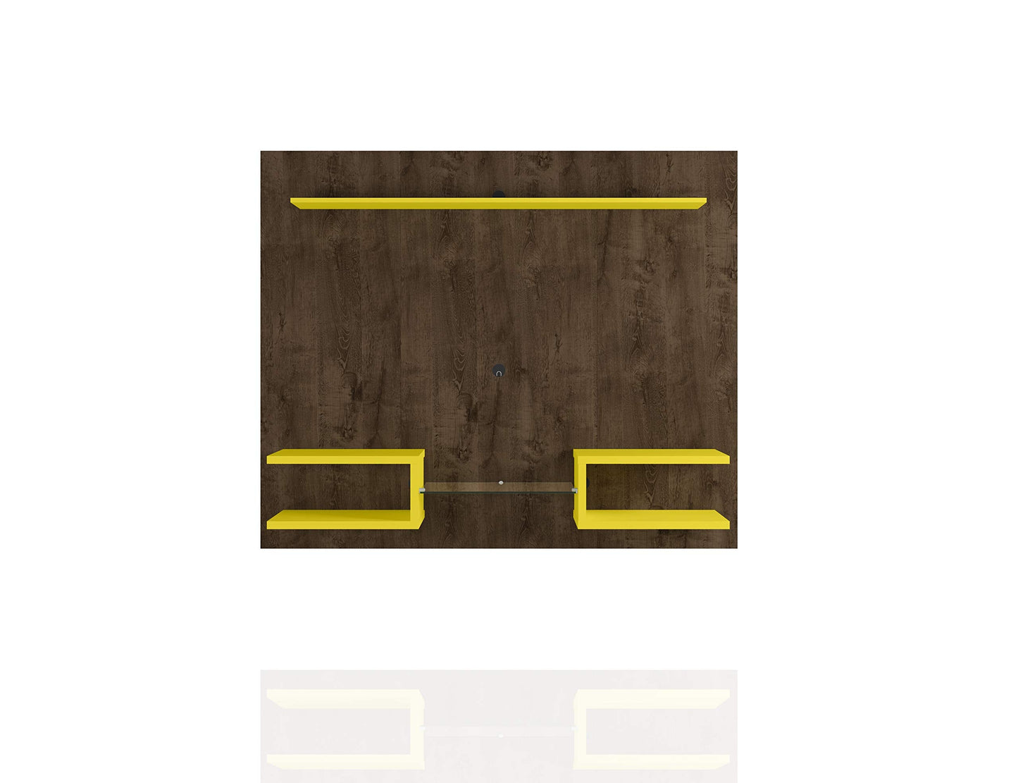 Manhattan Comfort Plaza Floating Entertainment Center for Living Room, Wall Mounted TV Stand with Display Shelves, Wire Management & Mounting Hardware, Fits up to 50" Screens, Rustic Brown/Yellow